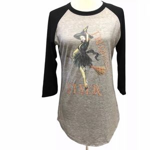 Womens Halloween Witch Raglan T Shirt Top
